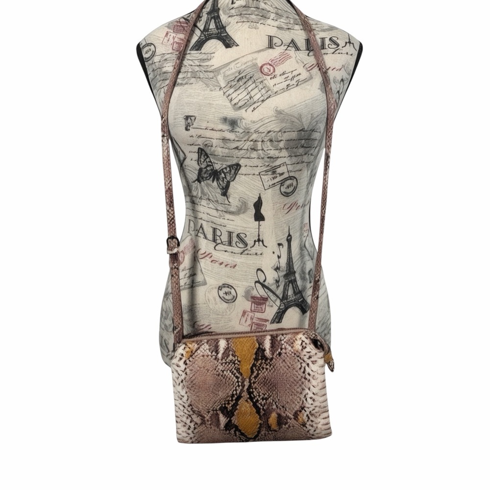 A New Day Faux Snakeskin Crossbody Bag | Brown & Tan | Adj Strap - Picture 2 of 13